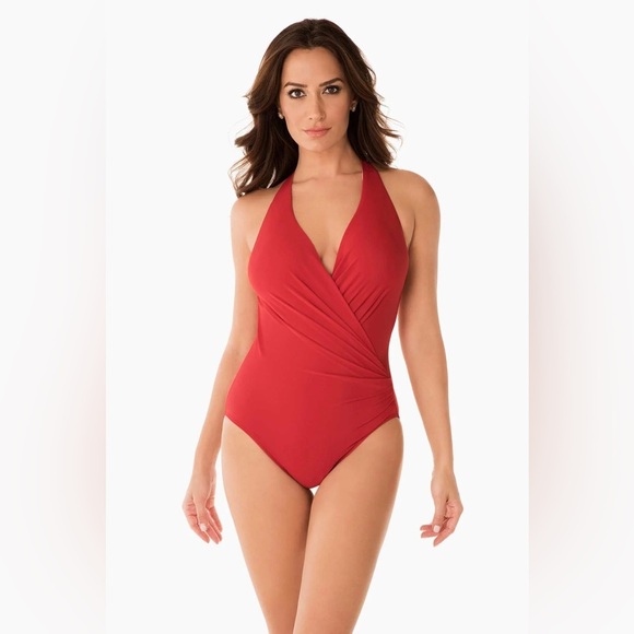 Miraclesuit Wrapsody One Piece Cayenne Red - Picture 2 of 12